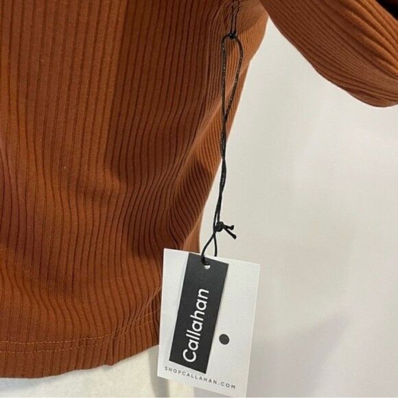 Anthropologie Callahan Open Front Ring Bell Sleeve Ribbed Vera Top Coco Mocha M - Picture 14 of 16